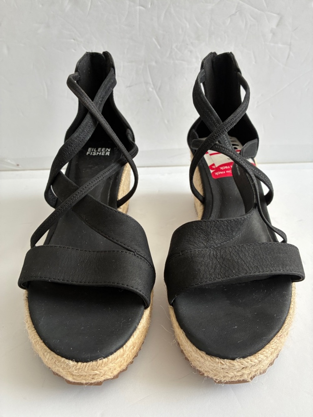 Eileen Fisher $195 Wanda Tumbled Nubuck Espadrille Suede Wedges Platform - Picture 6 of 10